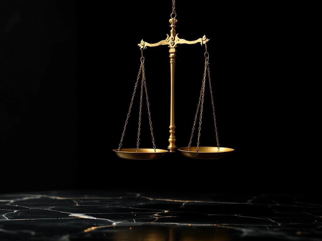 Vintage brass scale on deep onyx background, illustrating careful weighing of value and cost